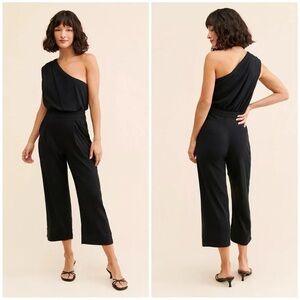 Free People Avery One Shoulder Jumpsuit Black